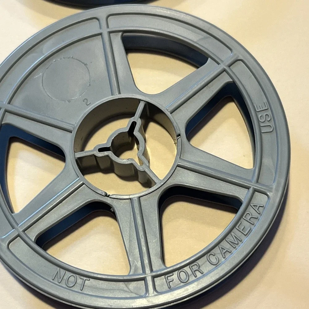 16MM gray Plastic Movie Film Reels 2 Reel Pack vintage usa
